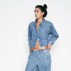 zara mid blue denim shirt